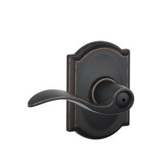 Schlage Accent Aged Bronze Push Button Lock Residential Privacy Door Lever