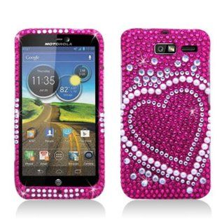 Aimo MOTXT907PCLDI662 Dazzling Diamond Bling Case for Motorola Droid RAZR M XT907   Retail Packaging   Heart Pearl Pink Cell Phones & Accessories
