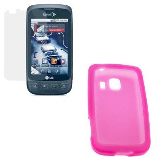 LG Optimus S LS670Hot Pink Silicone Skin Soft Cover Case + LCD Screen Protector for Sprint LG Optimus S LS670 Cell Phones & Accessories