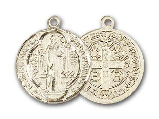 14kt Solid Gold Pendant Saint St. Benedict Medal 3/4 x 5/8 Inches Monks/Poison Sufferers 0026B  Comes with a Black velvet Box Jewelry