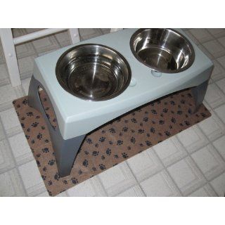 Drymate Large Dog Bowl Place Mat with Paw Imprint Design, 16 Inch by 28 Inch, Tan  Pet Bed Mats 