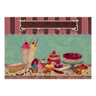 Pastry Cupcake Patisserie Bakery Shop Sign Print