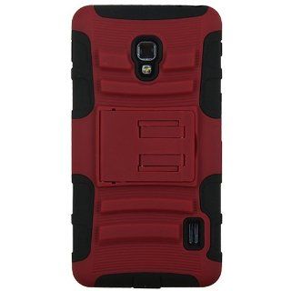 Asmyna Advanced Armor Stand Protector Cover Case for LG Optimus F6 MS500/D500   Retail Packaging   Red/Black Cell Phones & Accessories