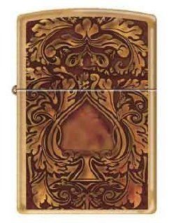 Golden Lucky Ace of Spade Brushed Brass Zippo Lighter Health & Personal Care