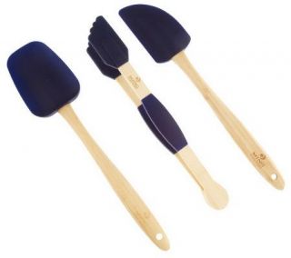 Ming Tsai 3 piece Natural Bamboo Tool Set with Silicone Heads —