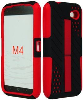 BasTexWireless Bastex Double Layer Kickstand Hard Hybrid Gel Case Cover for HTC First / M4 [At&t]   Red & Black Cell Phones & Accessories
