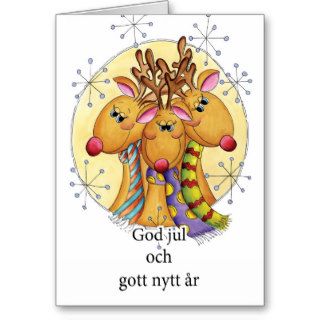 Swedish Christmas Card   Reindeer   God jul och go