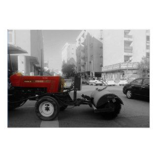the red street sweeper truck print