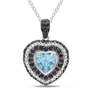 0mm Heart Shaped Sky Blue Topaz, Black Spinel and 1/5 CT. T.W