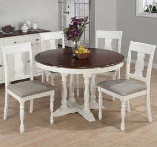 Jofran 693 48 Chesterfield Tavern 5 Piece Round Butterfly Leaf Dining Room Set W/ Splat Back Chairs Home & Kitchen