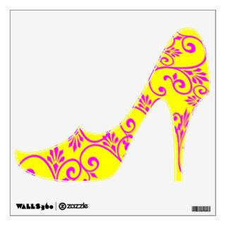 Pink yellow girly high heel wall graphic