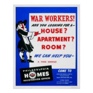 War Workers Philadelphia 1942 WPA Poster