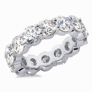5.03 Ct Brilliant Round Cut Diamond Eternity Wedding Ring Band on 14k Solid Gold Jewelry