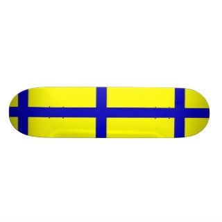 Ostergotland, Sweden flag Skateboard Deck