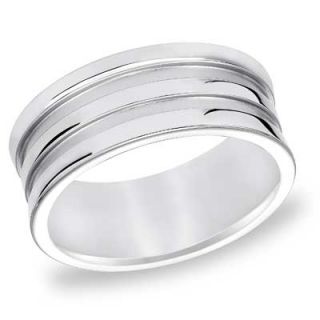 Triton Mens 9.0mm Concave Comfort Fit White Tungsten Wedding Band