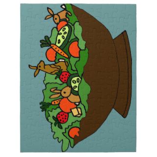 Funny Rabbits in a Salad Art Jigsaw Puzzle