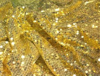 Gold Stretch Mesh W/gold Sequins Fabric 50" Wide By the Yard