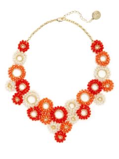 Red & Coral Circle Bib Necklace by Lavish by Tricia Milaneze