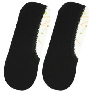 Women Pure Black Stretchy Low Cut No Show Footie Boat Socks Pair