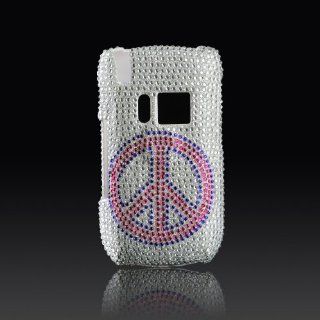 PALM Treo 680/750   PEACE Sign   Red/Blue on Silver   Full Rhinestones/Diamond/Bling/Diva   Hard Case/Cover/Faceplate/Snap On/Housing Cell Phones & Accessories