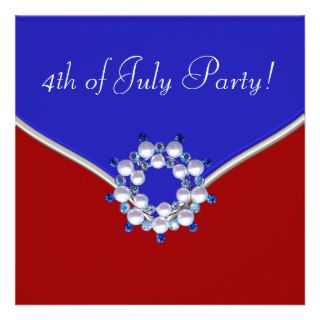 Patriotic Red White Blue 4th of July Party Invite
