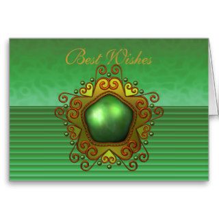 Card Green Jewel Best Wishes or Birthday