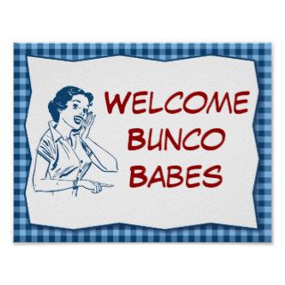Retro Welcome Bunco Babes Sign Print