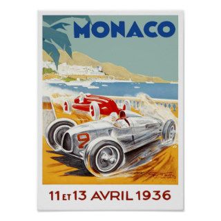 Monaco Grand Prix ~ Vintage Car Racing Ad Posters
