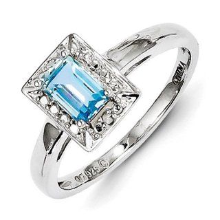SS Light SwiSS Blue Topaz Diamond Ring Gem /CT Wt  0.692ct Jewelry