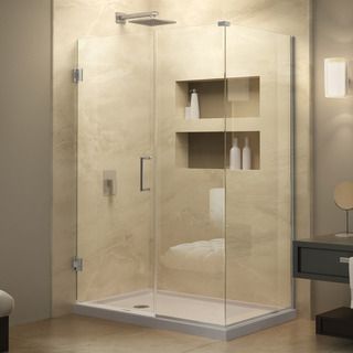 Dreamline Unidoor Plus 30.375   34.375 In. D X 31.5 In. W Frameless Hinged Shower Enclosure, Clear Glass