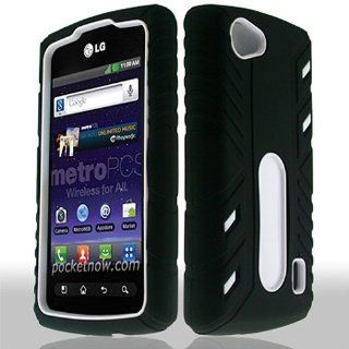 White Hard Soft Gel Dual Layer Cover Case for LG Optimus M+ MS695 Cell Phones & Accessories
