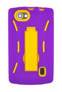 Armor Case with Viewing Stand for LG MS695 Optimus M+   Yellow/Purple (Package include a HandHelditems Sketch Stylus Pen) Cell Phones & Accessories