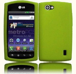 Neon Green Soft Silicone Gel Skin Cover Case for LG Optimus M+ MS695 Cell Phones & Accessories