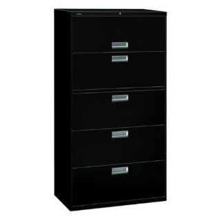 HON 685LP   600 Series Five Drawer Lateral File, 36w x19 1/4d, Black  Lateral File Cabinets 