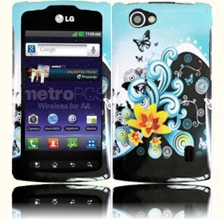Yellow Lily Design Hard Case Cover for LG Optimus M+ MS695 Cell Phones & Accessories