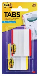 Post it Tabs, Lined, Red, Yellow, 2 Inches, 12 Tabs Per Color, 2 Dispensers per Pack (686F 24RYT)  Color Coding Labels 