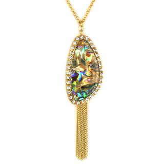 West Coast Jewelry Goldplated Abalone Shell and Crystal Tassel Necklace West Coast Jewelry Fashion Necklaces