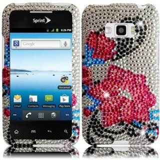 Compatible with LG Optimus Elite LS696 Full Diamond Cover   Violet Lilly Cell Phones & Accessories