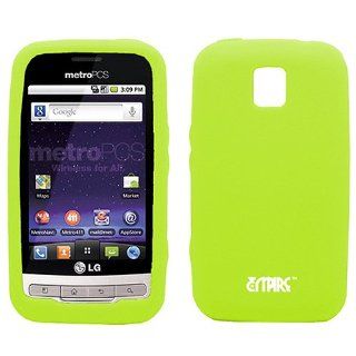 Green Soft Silicone Gel Skin Case Cover for LG Optimus M MS690 C LW690 Cell Phones & Accessories