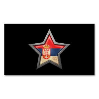 Serbian Flag Star on Black Business Card Templates