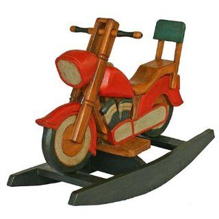 EXP Antique Style Wooden Motorcycle Design Decorative Rocking Horse, 39 Inch   Prints