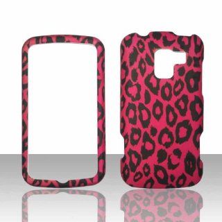 HotPink Leapord LG Optimus Slider VM701 Virgin Mobile Hard Case Snap on Rubberized Touch Case Cover Faceplates Cell Phones & Accessories
