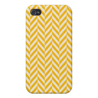 Hipster Girly Yellow White Zig Zag Chevron Pattern iPhone 4 Cases