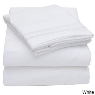 Bed Bath N More Embroidered 4 piece Bed Sheet Set White Size King