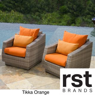 Rst Brands Cannes Club Patio Chairs With Cushions (set Of 2) Orange Size 2 Piece Sets