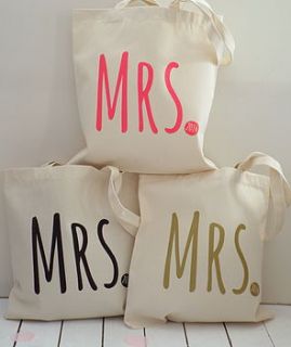 'mrs' wedding tote bag by kelly connor designs knitting bags and gifts