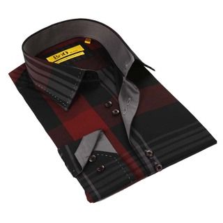 Coogi Brio Black/ Red Stitched Collar Mens Shirt Black Size S