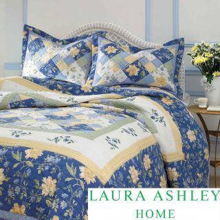 Laura Ashley Laura Ashley Emilie 3 piece Cotton Quilt Set Blue Size Twin