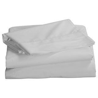 Tribeca Living Egyptian Cotton Percale 500 Thread Count Hemstitch Deep Pocket Sheet Set White Size Queen