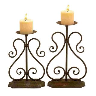 Traditional Wrought Iron Candle Holders (set Of 2)